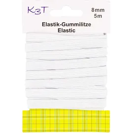 K3T Elastik Gummilitze/Gummiband, 8 mm x 5 m, Farbe weiß, Art.-Nr. 81085-K3T