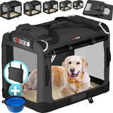 CADOCA CADOCA® Hundebox XXL 90x60x66cm faltbar atmungsaktiv robust Auto Hundetransportbox Transporttasche Haustiertransportbox Hundetragetasche Anthrazit