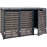 MCW 3er Mülltonnenverkleidung MCW-K14, Mülltonnenbox Mülltonnenabdeckung, 119x205x84cm WPC Metall 109kg ~