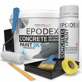 EPODEX 2K Betonfarbe, Bodenfarbe mit Zubehör - 1,8kg - Anthrazitgrau
