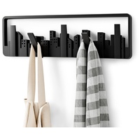 Umbra Skyline Schwarz Garderobenhaken mit 5 Beweglichen Haken Garderobenleiste