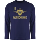 Langarmshirt Herren Langarm Shirt - 2026 Fussball WM Fanartikel - Deutschland mit Namen und Nummer - L - Navy Blau - em 2024 Bekleidung fußball Trikot fußball. Fussball-wm 12 Name - L