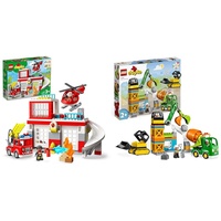 LEGO 10970 DUPLO Feuerwehrwache mit Hubschrauber & 10990 DUPLO Baustelle mit Baufahrzeugen