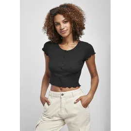 URBAN CLASSICS Cropped Button Up Rib Tee -