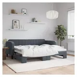 vidaXL Tagesbett Ausziehbar Dunkelgrau 90x200 cm Samt