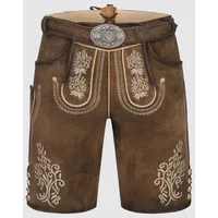 KRÜGER BUAM Trachtenlederhose Lederhose Nevio mit Gürtel braun