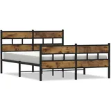 vidaXL Metallbett ohne Matratze Räuchereiche 140x200 cm