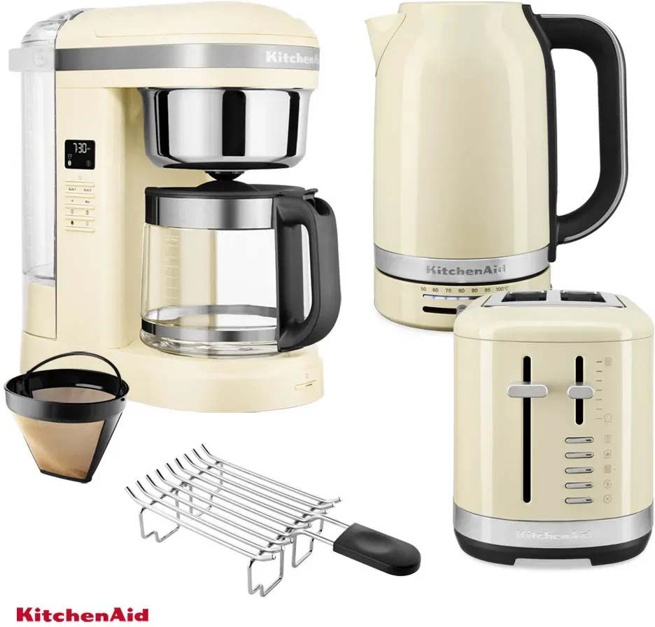 KitchenAid Frühstücks-Set mit Kaffeemaschine, Wasserkocher und Toaster Creme