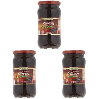 Kattus Spanische Schwarze Oliven, in Scheiben, 3er Pack (1 x 345 g)