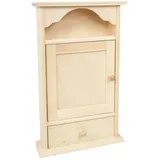Wooden World - Schlüsselschrank aus Holz mit Tür, 6 Haken und Einer Schublade