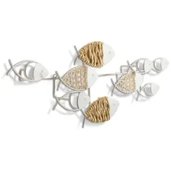 Wanddeko Fische 76 x 27 cm Metall Weiß