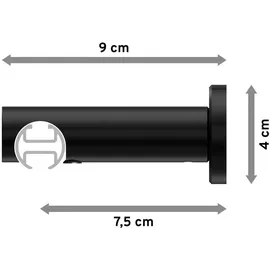 Interdeco GARDINENSTANGE INNENLAUF Platon Estana 420 cm (geteilt in 3 x 140 cm), 1-läufig, 20 mm Ø Schwarz