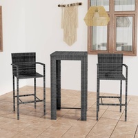 vidaXL Polyrattan Garten-Bar-Set 3-tlg. grau