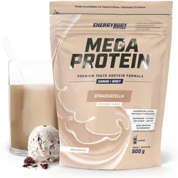 Mega Protein Stracciatella, Eiweißshake Proteinpulver mit Whey & Casein, 500 g 500g