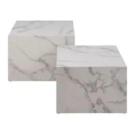 VCM Dice Couchtisch Marmor 2 Stück Dekor weiss.