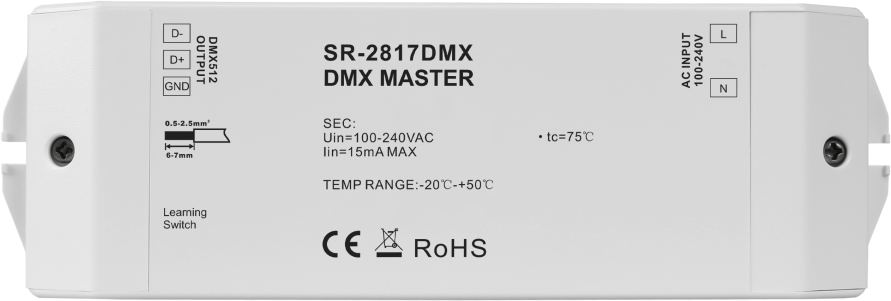 DMX-Master-Controller mit RF- Funk auf DMX, Signalwandler SR-2817DC, 12-36V DC