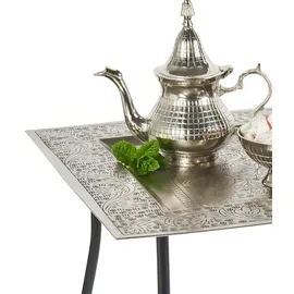 Marrakesch Orient & Mediterran Interior Beistelltisch Garten Klapptisch Metall Sule Eckig Silber