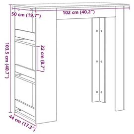 vidaXL Bartisch mit Regal 102 x 50 x 103,5 cm Schwarz