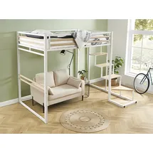 vente-unique Hochbett JOGUI 140 x 200 cm Metall & MDF weiß