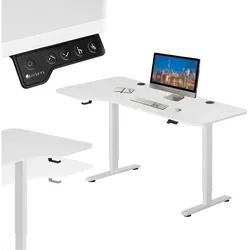 Juskys Höhenverstellbarer Schreibtisch Office Stand 160x75cm - elektrisch, Memory-Funktion - Weiß