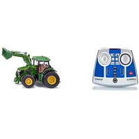 Siku 6792, John Deere 7310R Traktor mit Frontlader, Grün, 1:32, Ferngesteuert & Bluetooth Fernsteuermodul, Control Fahrzeuge mit Bluetooth-Steuerung, Kunststoff, Blau/Silber