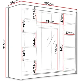 Mirjan24 Schiebetürenschrank Evo VI 200 x 215 x 58 cm Schwarz