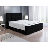Fun Möbel Boxspringbett Schlafzimmerbett ARNAU 160x200cm in Kunstleder Soft Schwarz - Schwarz