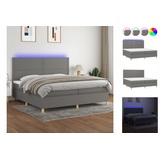 vidaXL Boxspringbett mit Matratze & LED Dunkelgrau 200x200 cm Stoff