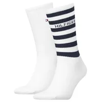 Tommy Hilfiger Sport Sock 2P Breton ST M - lange Socken - Herren - White - 39/42