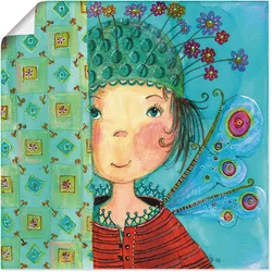 Artland Wandbild »Engelchen versteckt sich«, Kinder, (1 St.), als Leinwandbild, Poster in verschied. Größen Artland Farbe Bild(er): grün