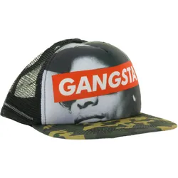 Baseball-Cap mit „GANGSTA“ Schriftzug Trucker-Cap Camouflage mit Mesh-Einsatz Grün/Khaki/Rot/Grau/Weiß - One-Size