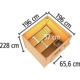 Karibu Saunahaus Hytti 2 Energiesparende Saunatür ohne Ofen inkl. 8-teiligem gratis Zubehörpaket (Gesamtwert 191,92€)