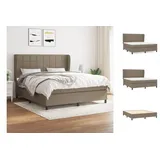 vidaXL Boxspringbett mit Matratze Taupe 180x200 cm Stoff