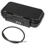 HMF 318-02 Tragbarer Safe mit Zahlenschloss, wasserdichter Mini Tresor mit Drahtseil, 23,5 x 14,5 x 5,8 cm