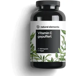 Vitamin C 500mg – 365 Kapseln – Premium: Aus pflanzlicher Fermentation & gepuffert (pH-neutral, säurefrei, magenschonend) – Laborgeprüft, vegan und in Deutschland produziert 365 St