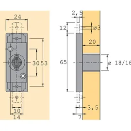 Hettich Zylinder-Schubstangenschloss Prestige 2000