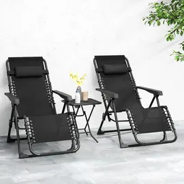 Outsunny Sonnenliegen-Set 90 x 65 x 110 cm Schwarz