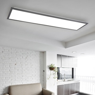 GLOBO Aufbau Panel in rechteckiger Form Alu Deckenpanel weiß graphit ultraflach Deckenleuchte sehr hell, LED 24 Watt 1500 Lumen 3000K warmweiß, LxBxH 80x20x7,5cm, Büro Flur