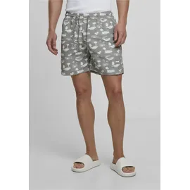 URBAN CLASSICS Badeshorts Urban Classics Pattern Swim Short Grün/Weiß XL