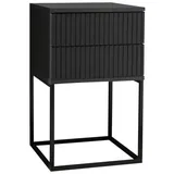 Livetastic Nachtschrank, Graphit, Schwarz, Metall, Holzwerkstoff, 2 Schubladen, 40x65x38.5 cm Schlafzimmer, Nachttische