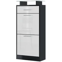 Vladon Schuhschrank, Weiß Hochglanz, Holzwerkstoff, 46x104x23 cm, Garderobe, Schuhaufbewahrung,