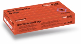 Meditrade Nitril StellarGrip Einmalhandschuhe, puderfrei, orange, Unsterile Einmalhandschuhe mit Rollrand, 1 Packung = 50 Einmalhandschuhe, Größe XXL