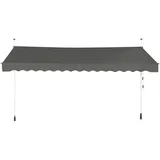 FANTASK Klemmmarkise 400 cm breit, Balkonmarkise ohne Bohren, UV-beständig, höhenverstellbar, wasserabweisend, Grau