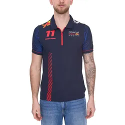 Oracle Red Bull Racing F1 Sergio Perez Herren Polo-Hemd mit Grafikdruck auf Front- und Rückseite Polo-Shirt TM3182 Navy - XL