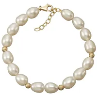 VIVANCE Armband »585 Gold Perlen weiß 7-7,5mm Goldkugeln«, 99244815-0 gelb