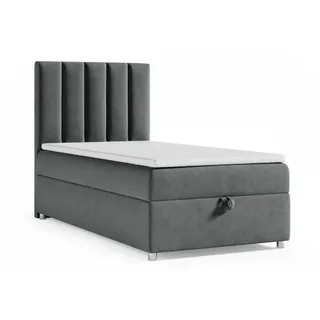 Best For Home Boxbett, Graphit, Textil, Höhe ca. 18 cm, Rechteckig, 70x200 cm, Schlafzimmer, Betten, Boxspringbetten