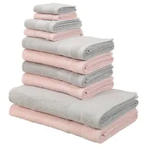OTTO home Afri Handtuch-Set 10-tlg. grau/rosa