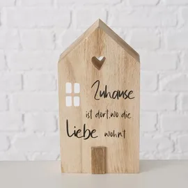 Boltze Dekoaufsteller Mein Haus grau weiß natur Holz 3 tlg. - Beige