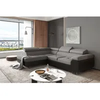 Fun Möbel Couchgarnitur JADE Schwarz-Grau Schlaffunktion Ottomane Links,