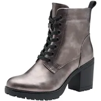Marco Tozzi Damen Stiefeletten zum Schnüren mit Blockabsatz Vegan, Silber (Pewter), 37 EU - 37 EU